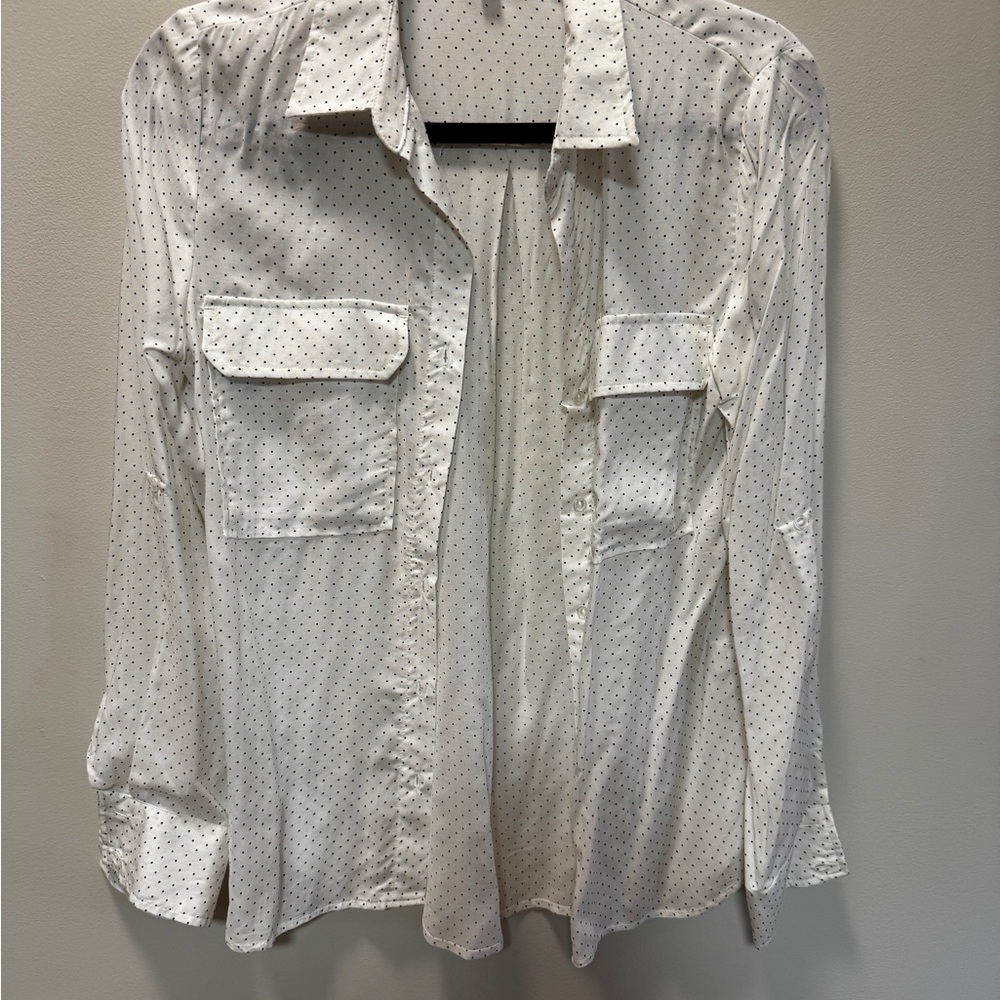 NWOT Love Tree Black and White Polka Dot Blouse